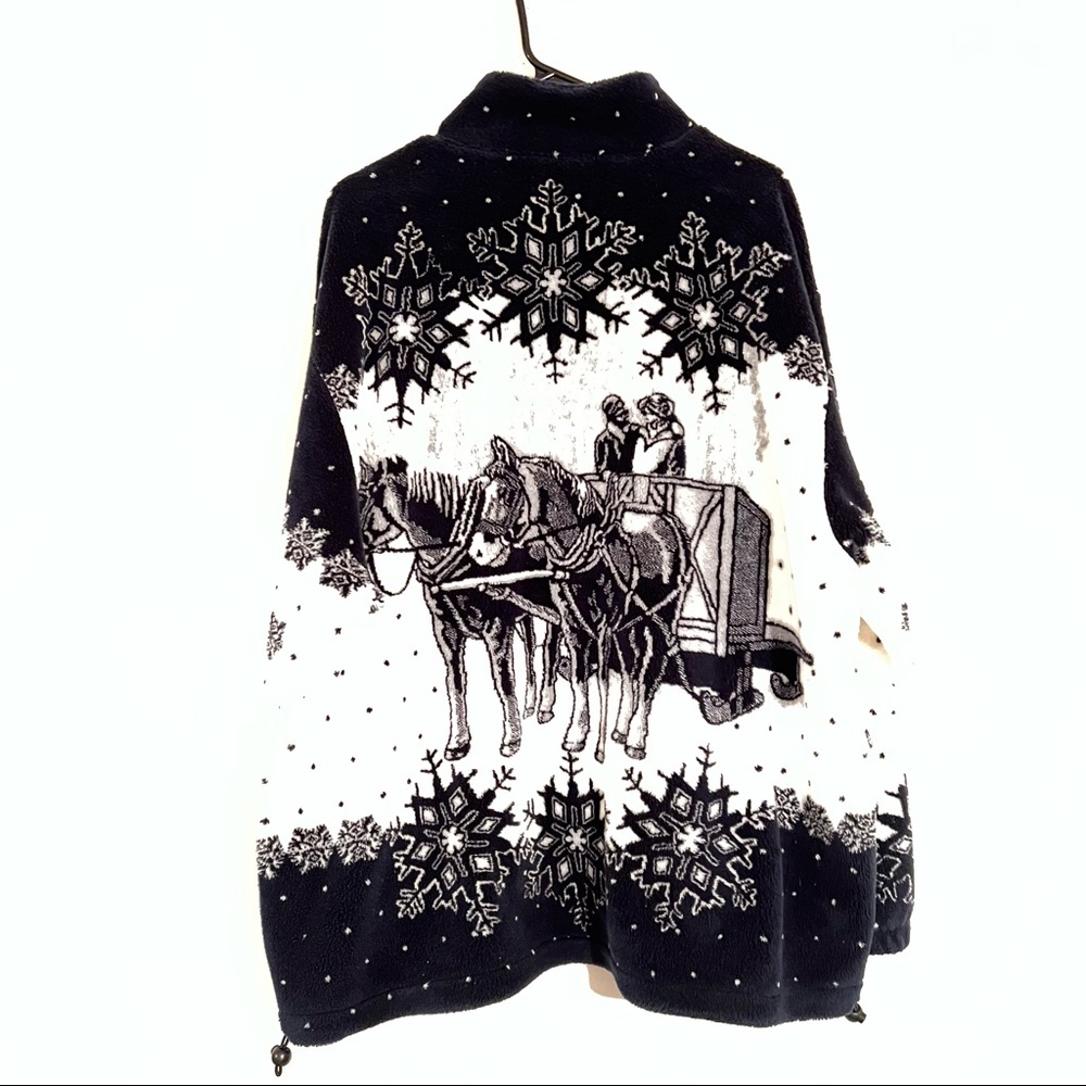 Art Unlimited Sportswear Full Zip Horse & Buggy Fleece Jacket Size XXL
